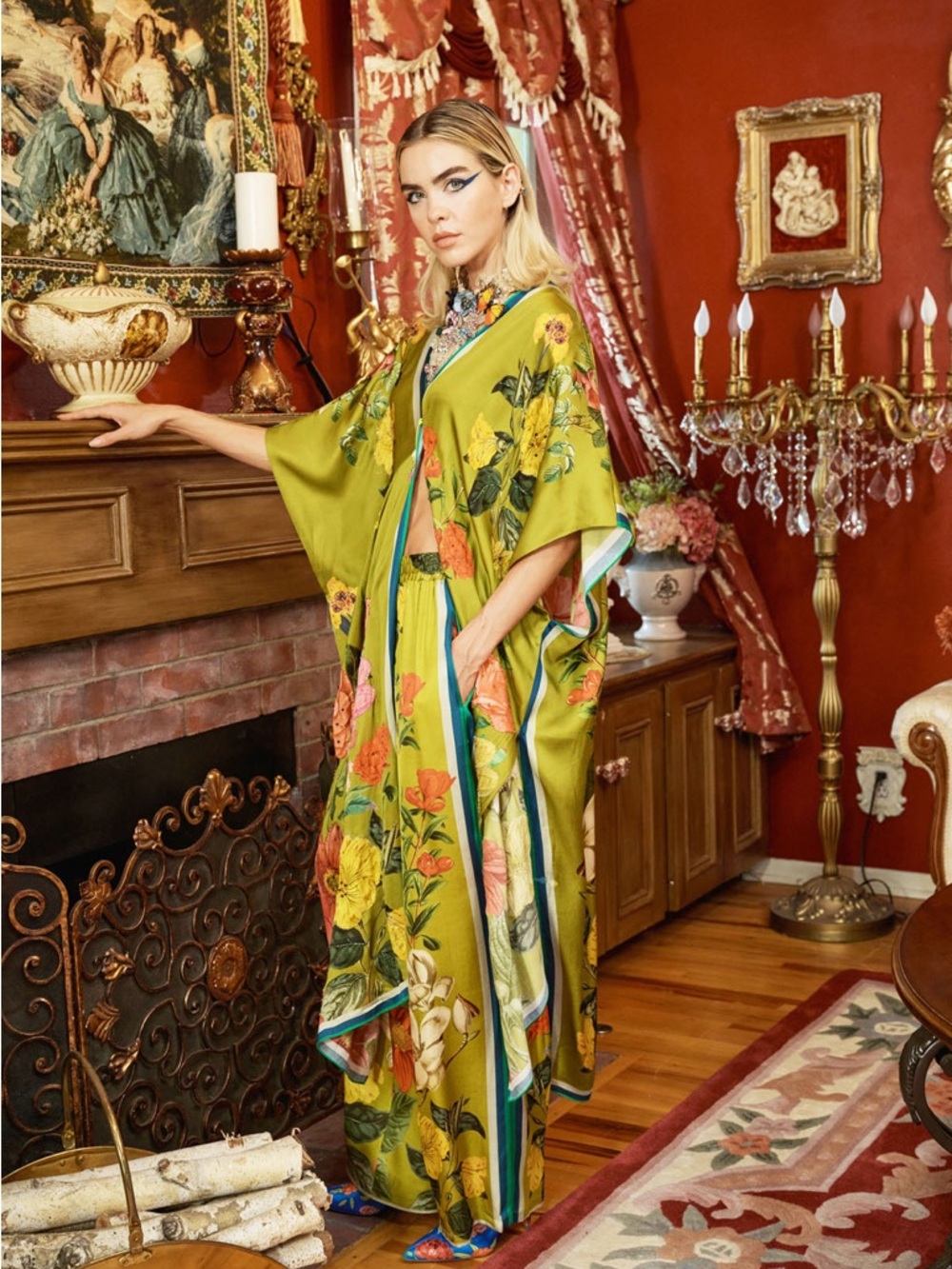 Aratta Silent Journey French Riviera Hand Beaded Oli Kimono